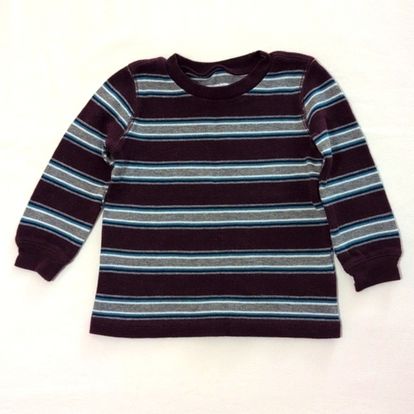 carter's striped cotton thermal waffle knit long sleeve shirt 18 months baby - Picture 1 of 5